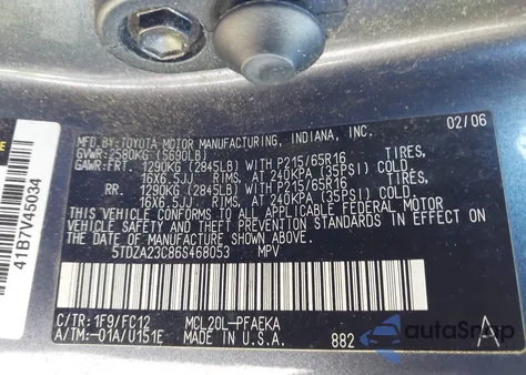 2006 Toyota Sienna Le from USA, damaged, VIN 5TDZA23C86S468053